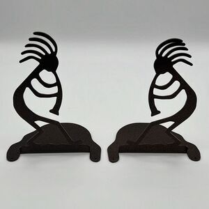 Kokopelli Native American Book Ends Lazart Collectors Series Black Metal 2 Piece